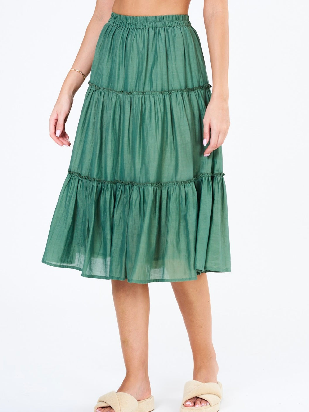 M.A.B.E Della Tired Midi Skirt Green