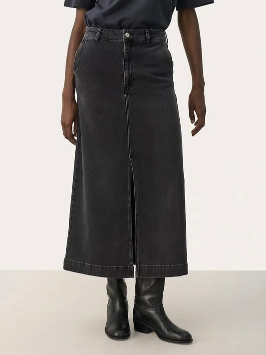 Part Two Washed Black Denim Skirt