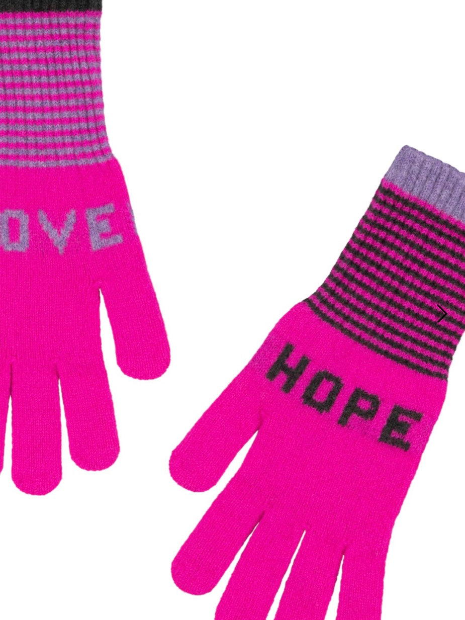 Quinton + Chadwick Love Hope Gloves in Fluro pink, lilac & Berry