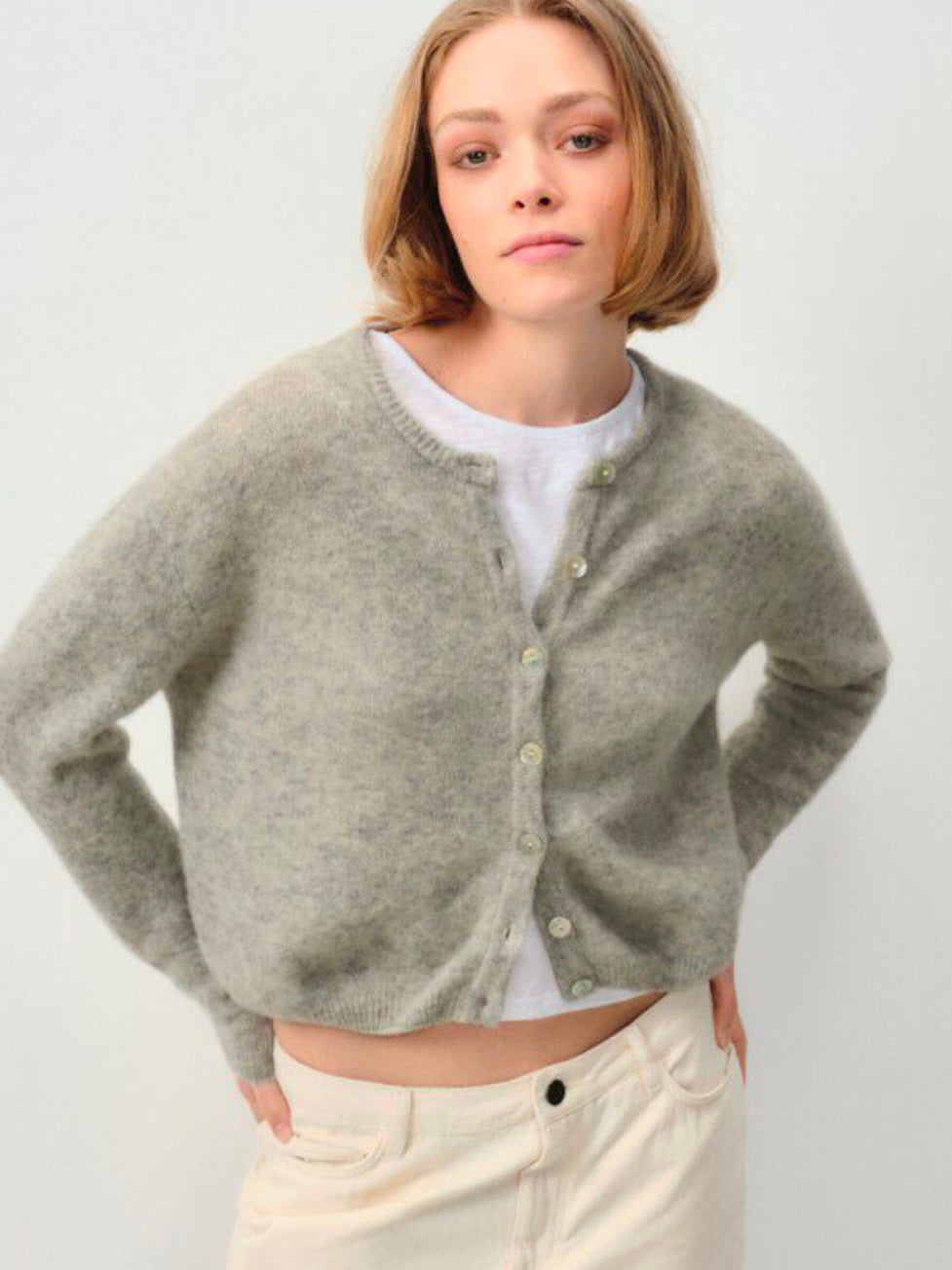 American Vintage Vitow Cardigan Light Grey Melange