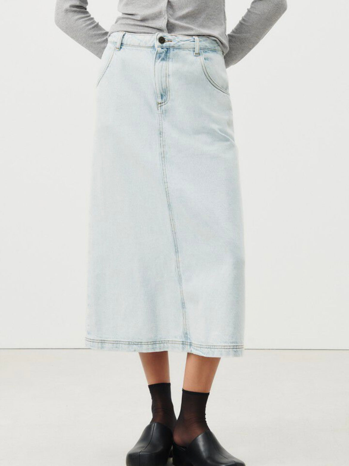 American Vintage Joybird Denim Skirt Winter Bleached