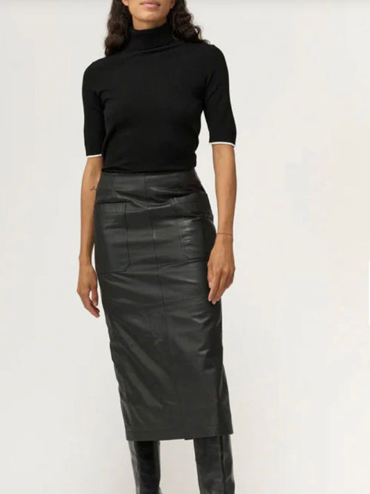 Pieszak Melanie Black Leather Pocket Skirt