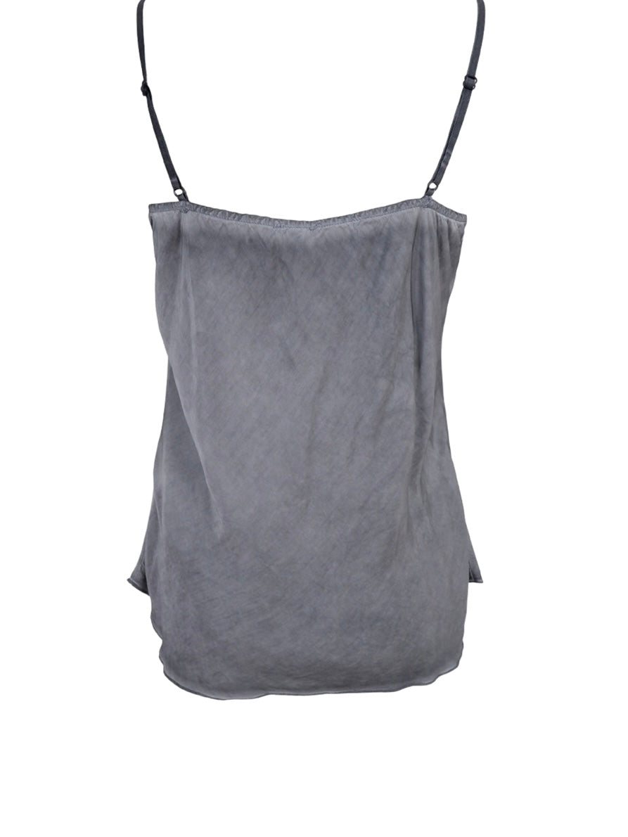 Black Colour Satin Strap Top-Grey