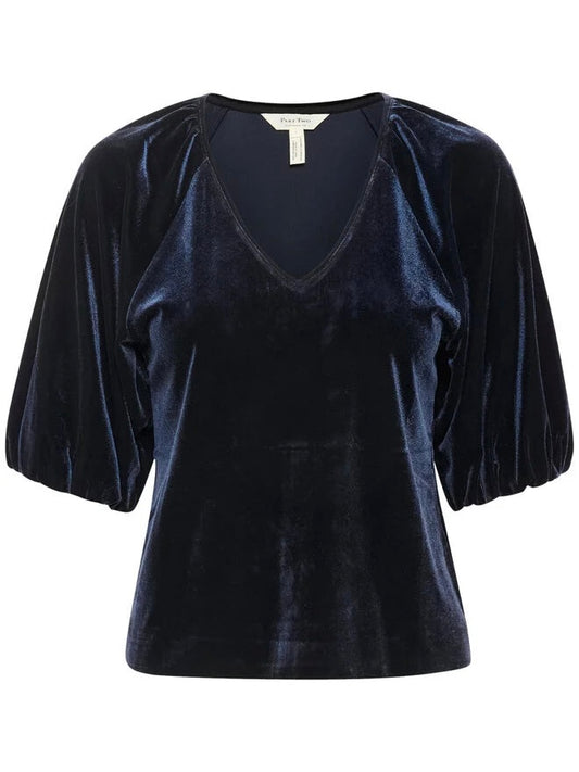 Part Two Metty Velvet Top-Dark Navy