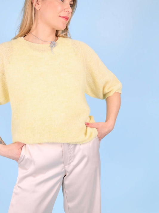 Black Colour Dell Knit Jumper Pastel Yellow