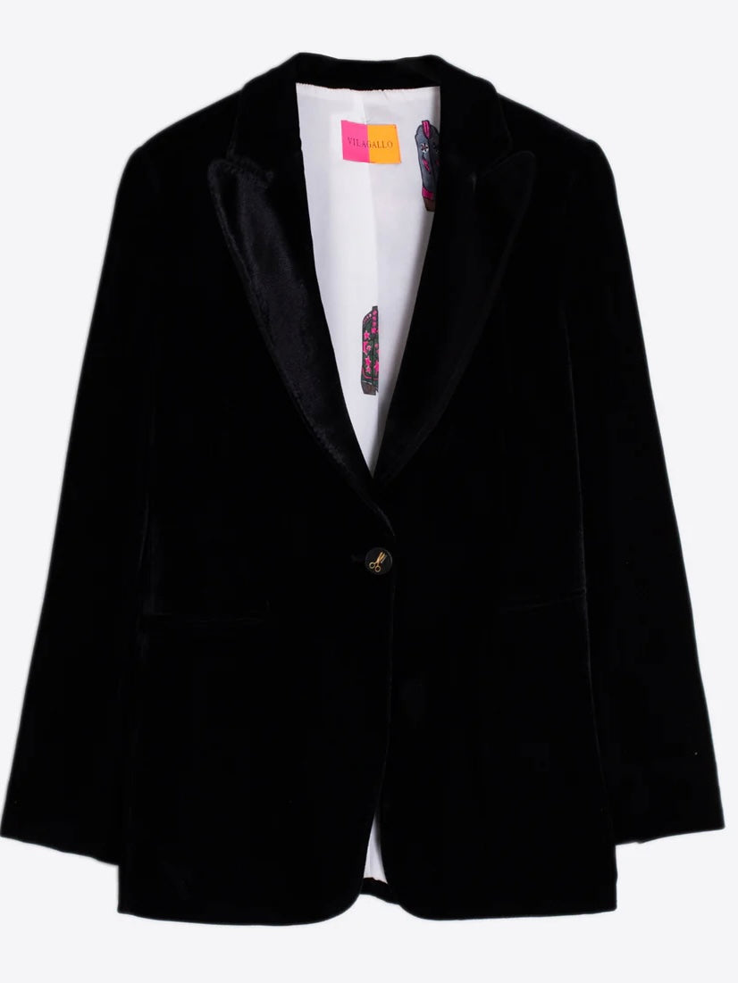 Vilagallo Sophia Velvet Blazer -Black