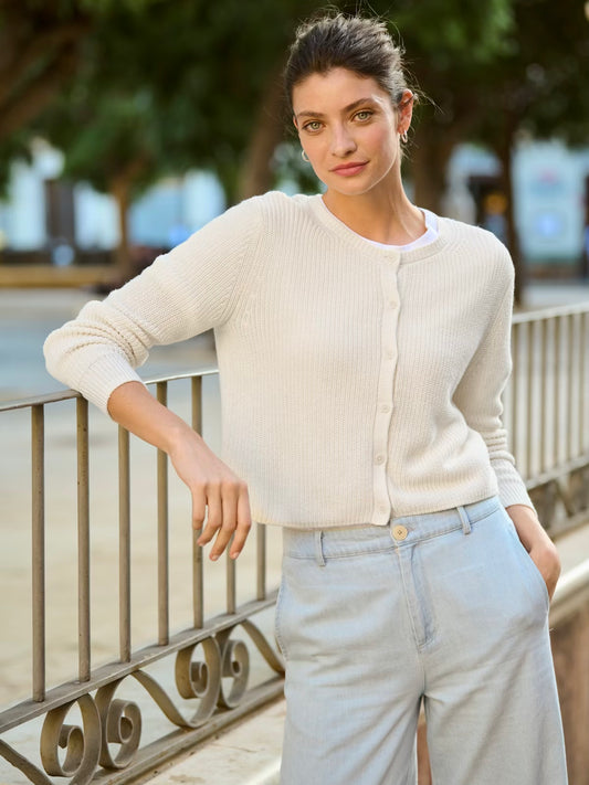 Part Two Gigia Linen Blend Cardigan-Eggnog