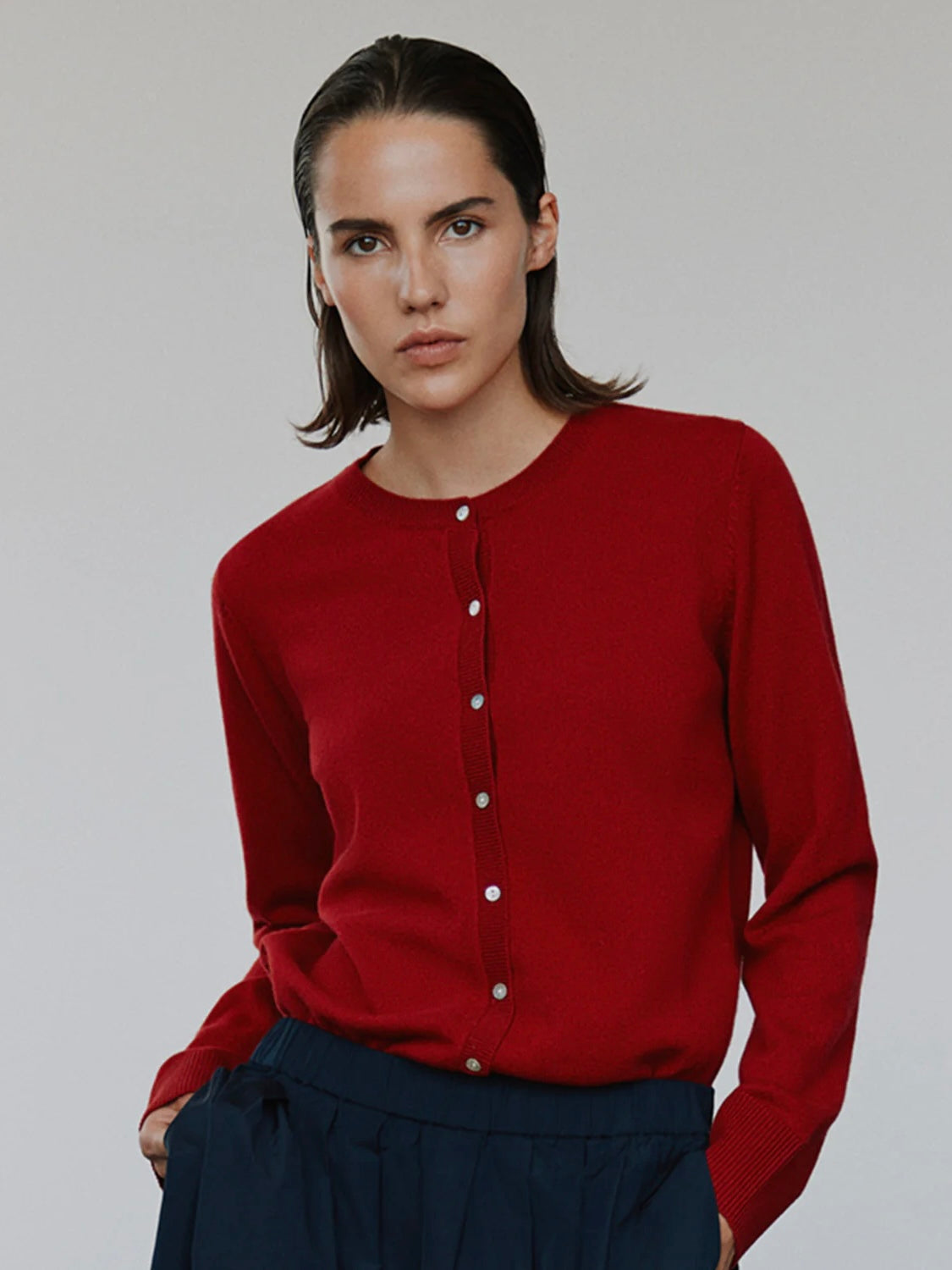 Sofie Schnoor Merino Wool Cardigan- Cherry Red