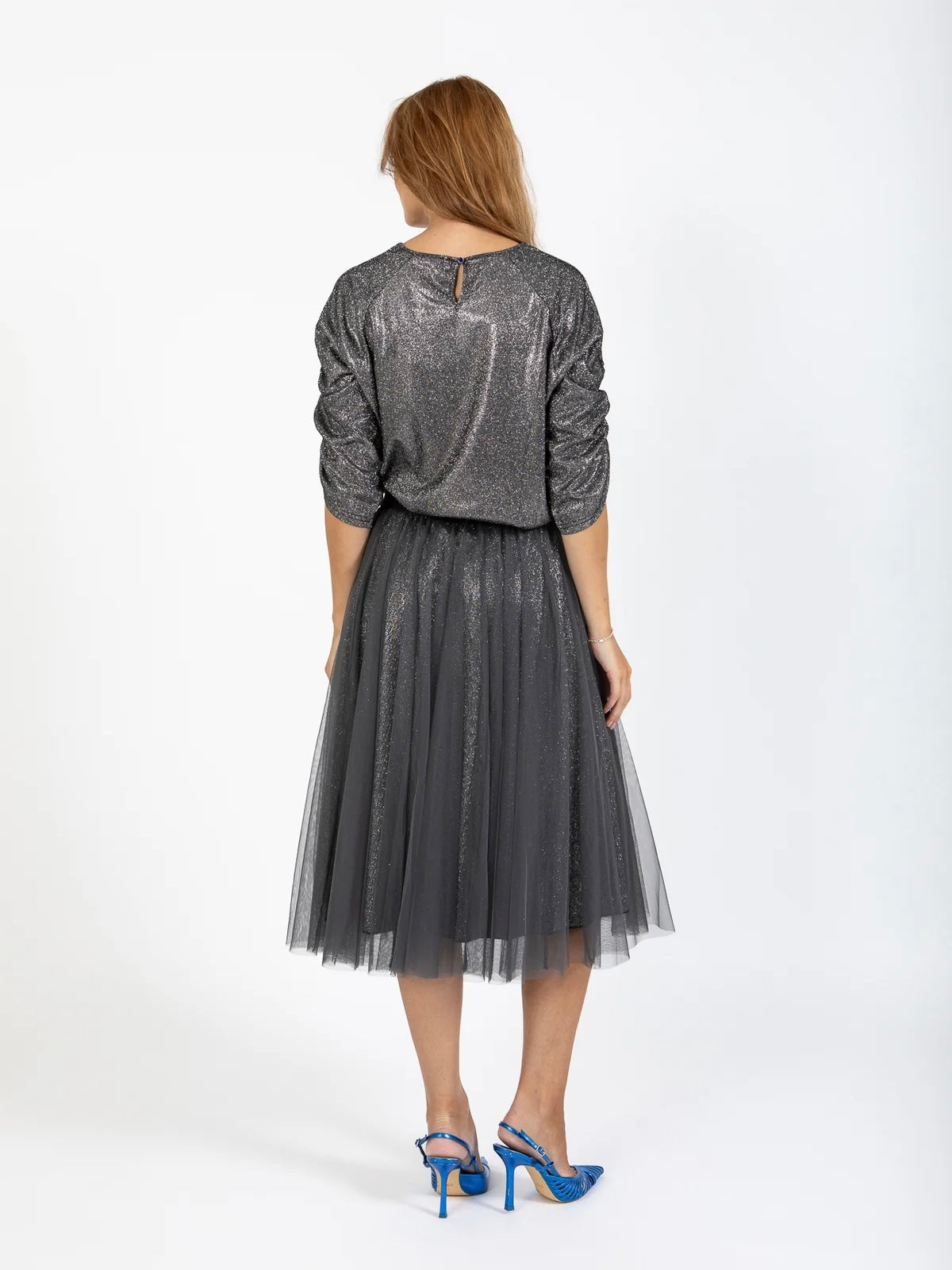 Coster Copenhagen Net Skirt with Glitter Dark Grey/Silver