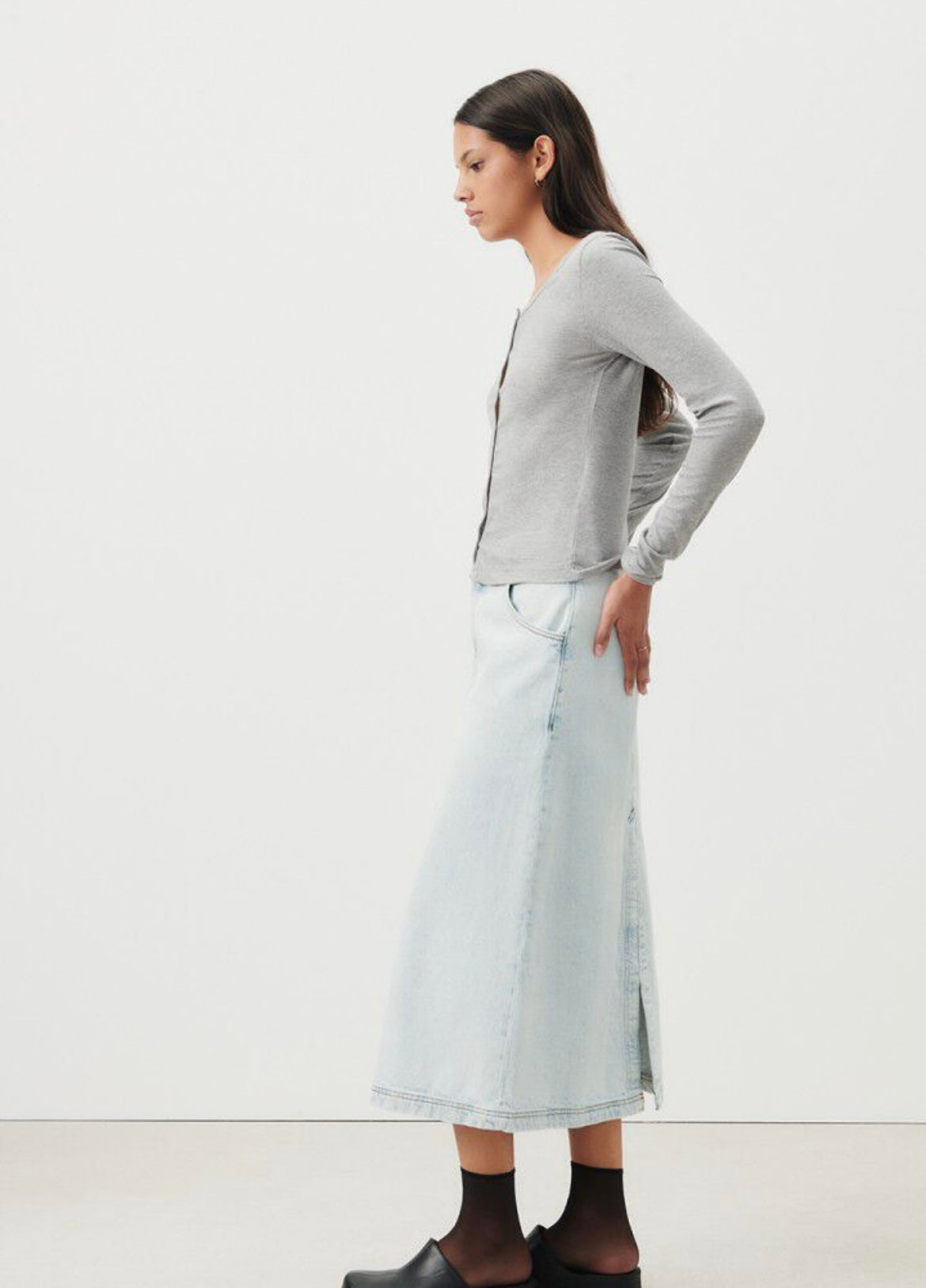 American Vintage Joybird Denim Skirt Winter Bleached