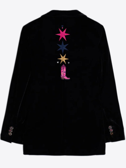 Vilagallo Sophia Velvet Blazer -Black