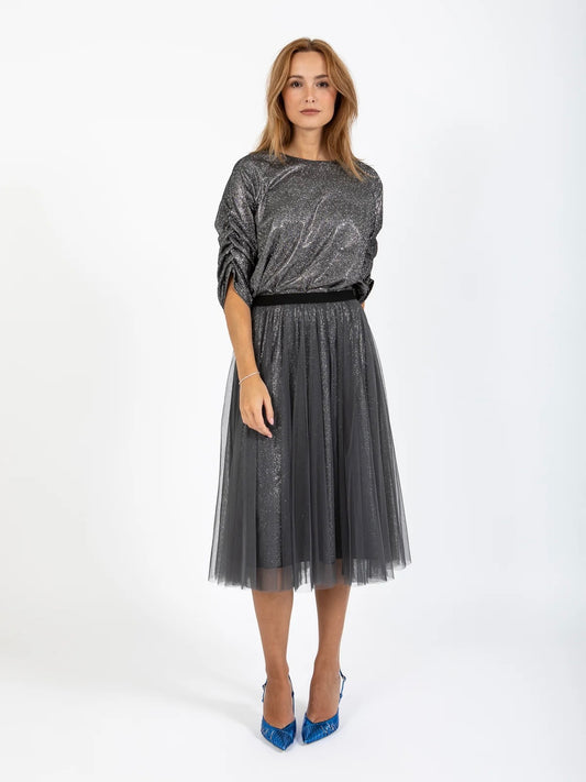 Coster Copenhagen Net Skirt with Glitter Dark Grey/Silver