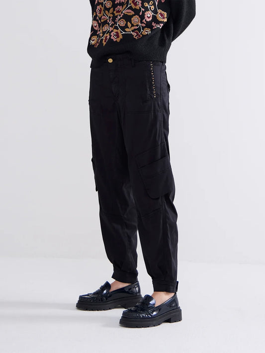 Summum Soft Black Cargo Trousers