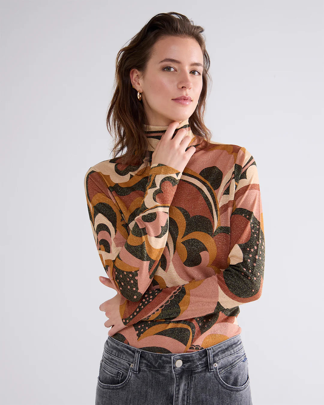 Summum Turtleneck with Large Flowers