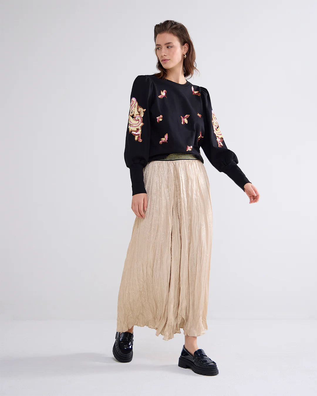 Summum Metallic Crinkled Skirt