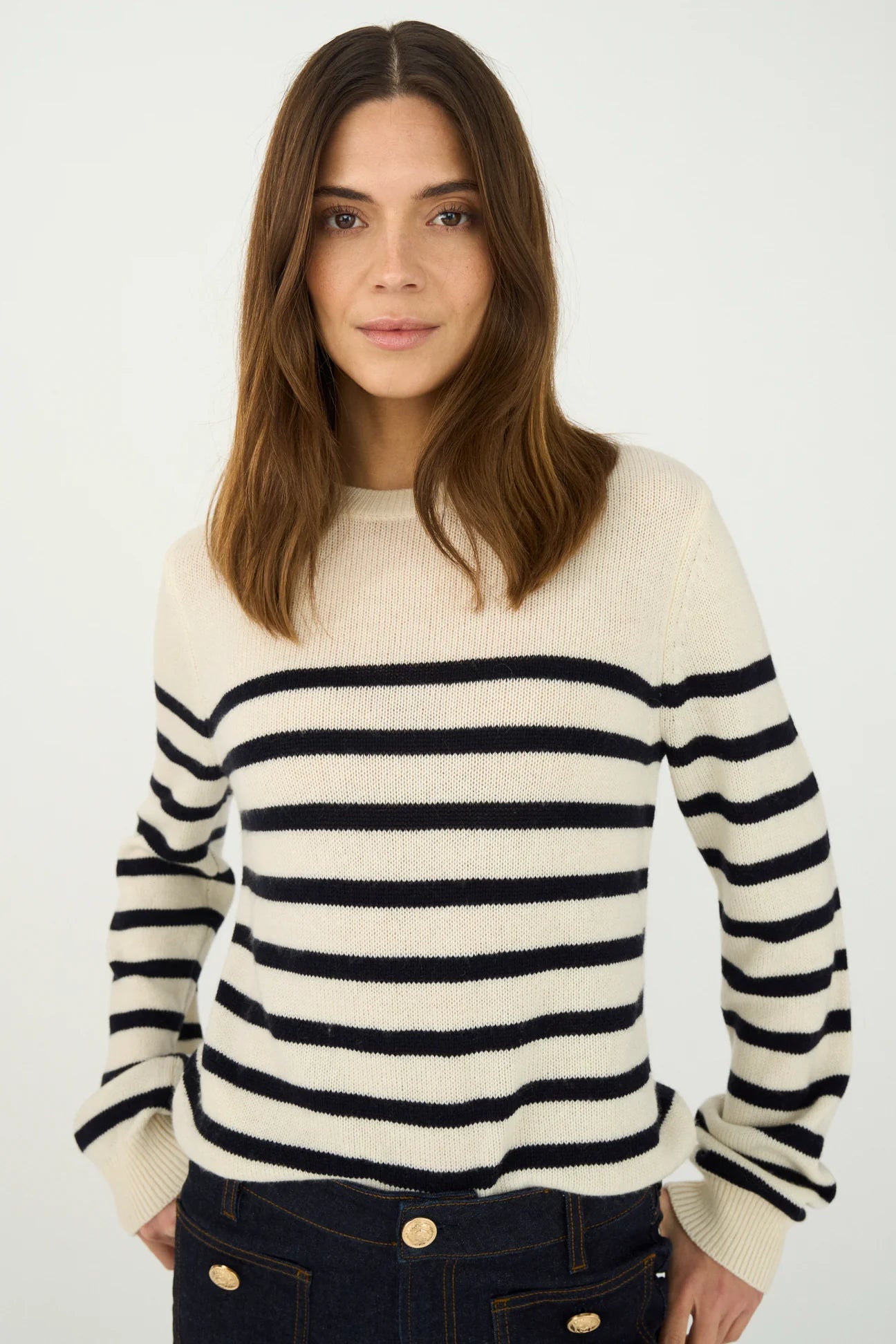 Pieszak Manilla Stripe Knit-White Pearl/Navy