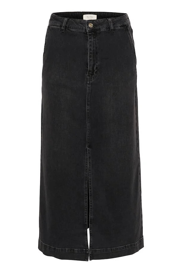 Part Two Washed Black Denim Skirt