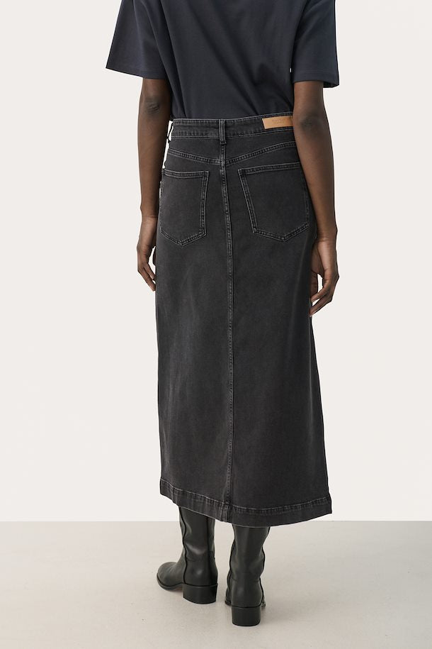 Part Two Washed Black Denim Skirt