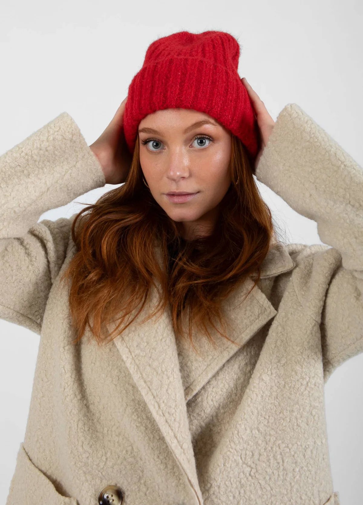 CC Heart Kyla Rib Beanie Hat Red