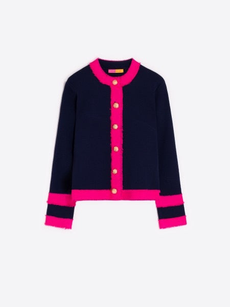 Vilagallo Bicolor Cardigan - Navy Pink