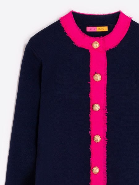 Vilagallo Bicolor Cardigan - Navy Pink