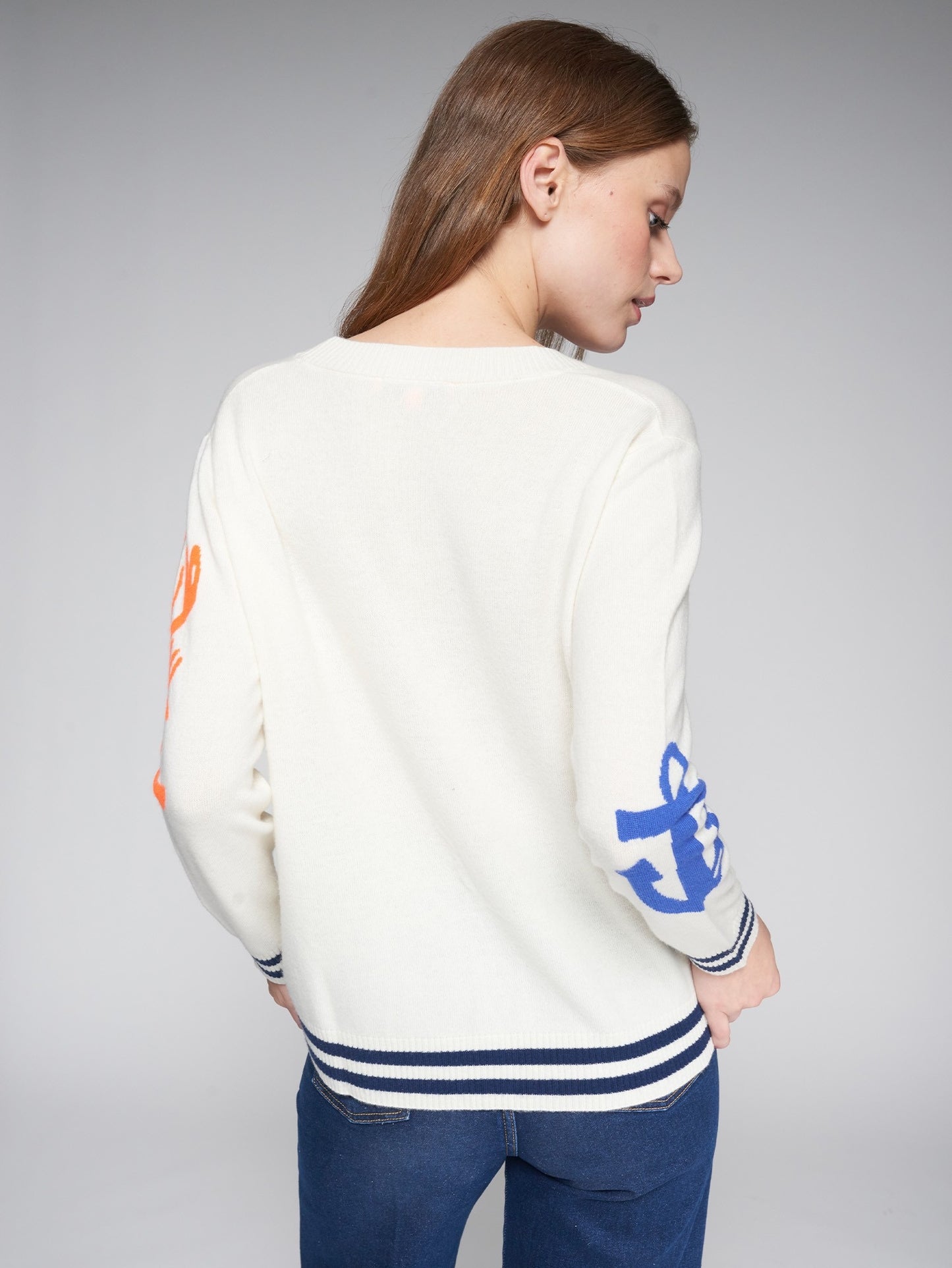 Vilagallo Cardigan Intarsia Crudo Playa