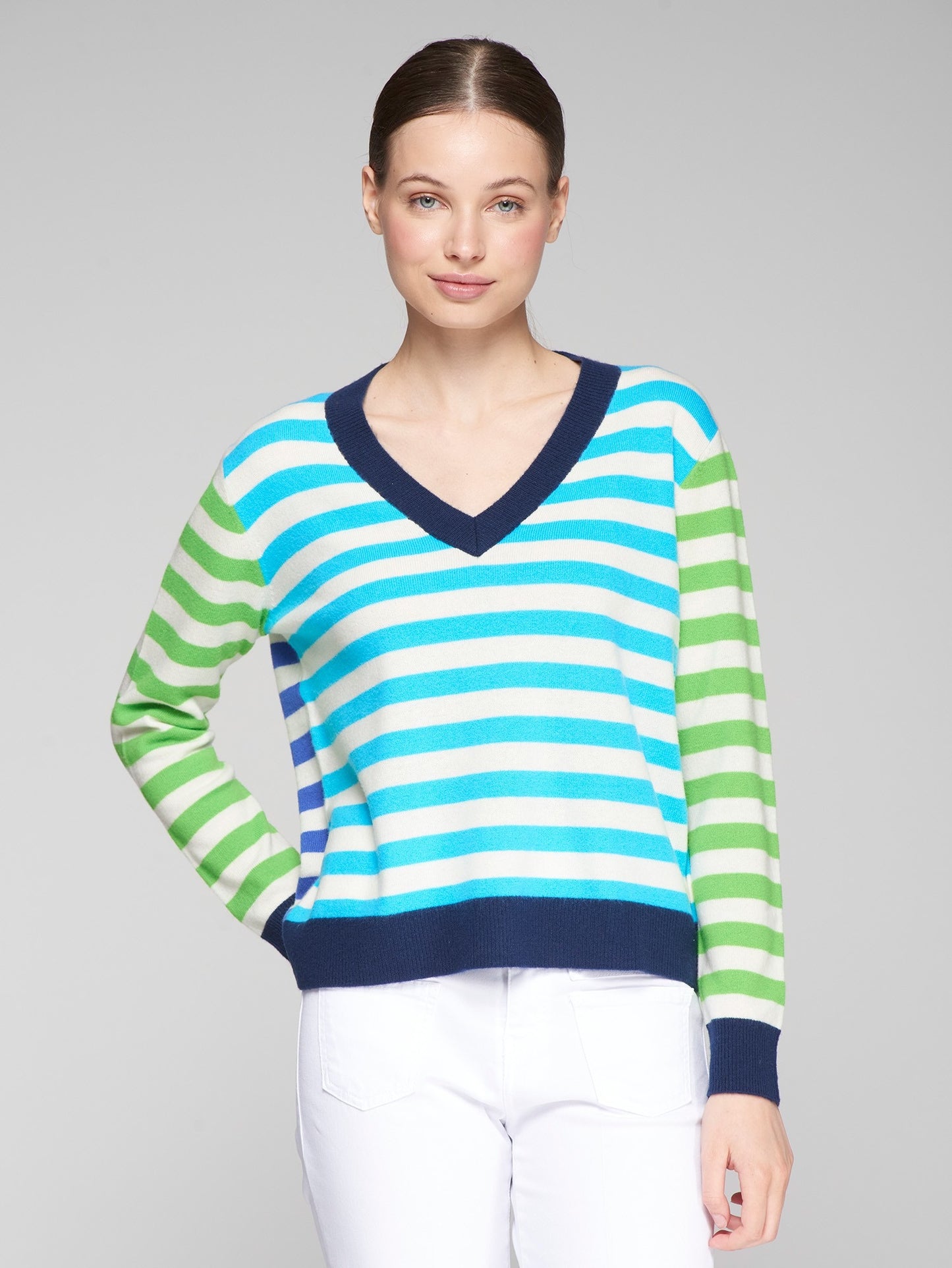 Vilagallo Jumper Pico Rayas Green/Blue