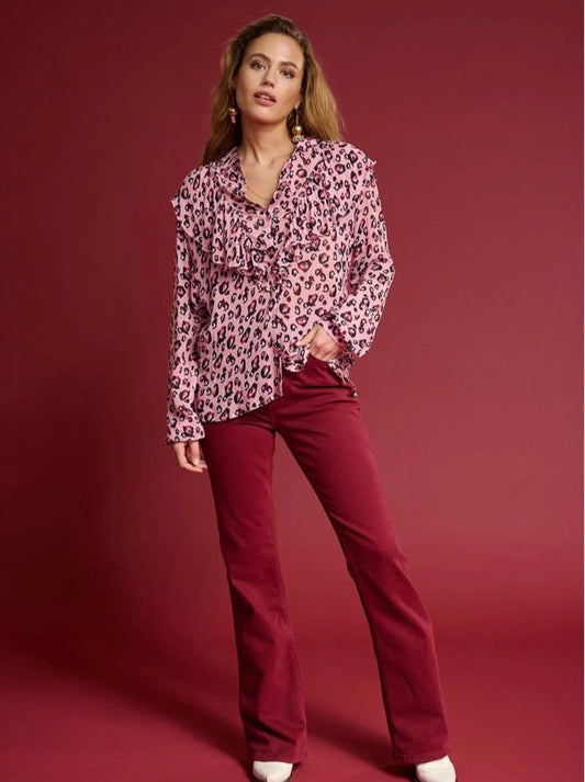 POM Blouse- Leopard Pink